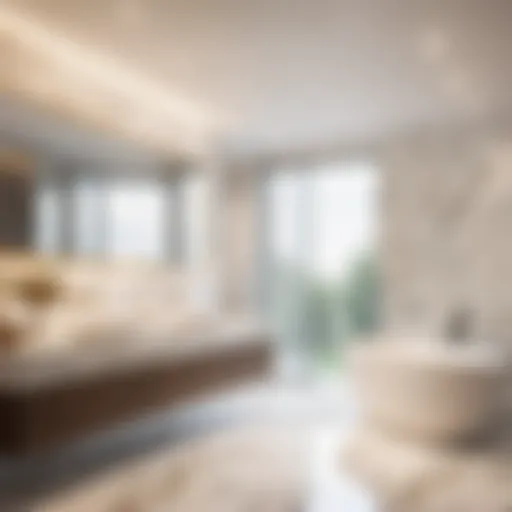 Modern bathroom design with marble accents