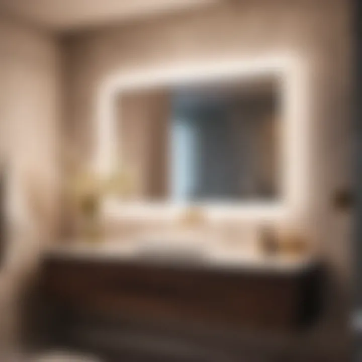 Sleek vanity area with ambient lighting