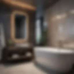 Luxurious bathroom showroom display featuring modern fixtures