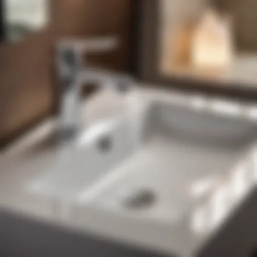 Modern bathroom sink faucet with pull-out sprayer in elegant setting