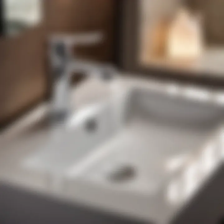 Modern bathroom sink faucet with pull-out sprayer in elegant setting