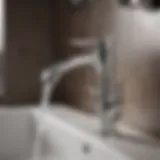 Modern Faucet Design Close-up of a beautifully designed faucet showcasing modern lines and finish.