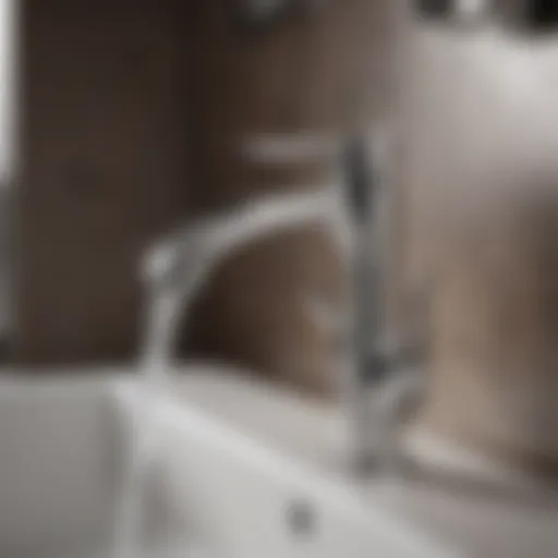 Modern Faucet Design Close-up of a beautifully designed faucet showcasing modern lines and finish.