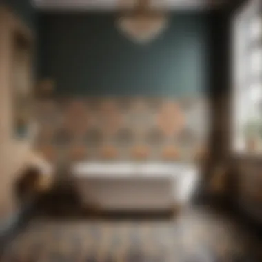 Vintage-inspired bathroom with patterned tiles