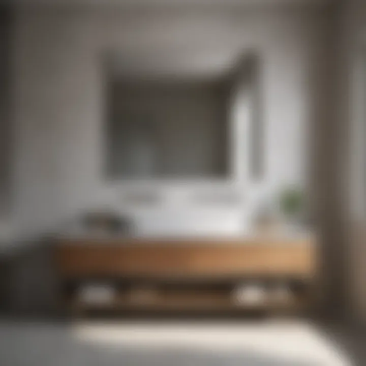 Elegant bathroom showcasing a minimalist design with a single sink.