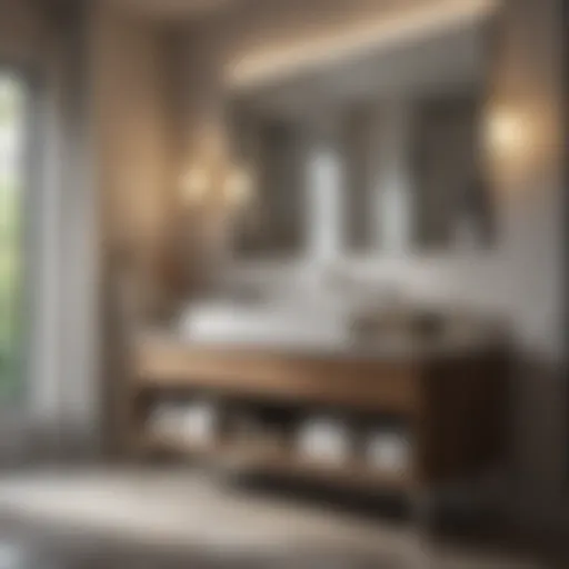 Elegant modern bathroom vanity with dual sinks and stylish faucets