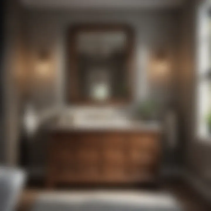 Luxurious wood finish vanity with a polished countertop.