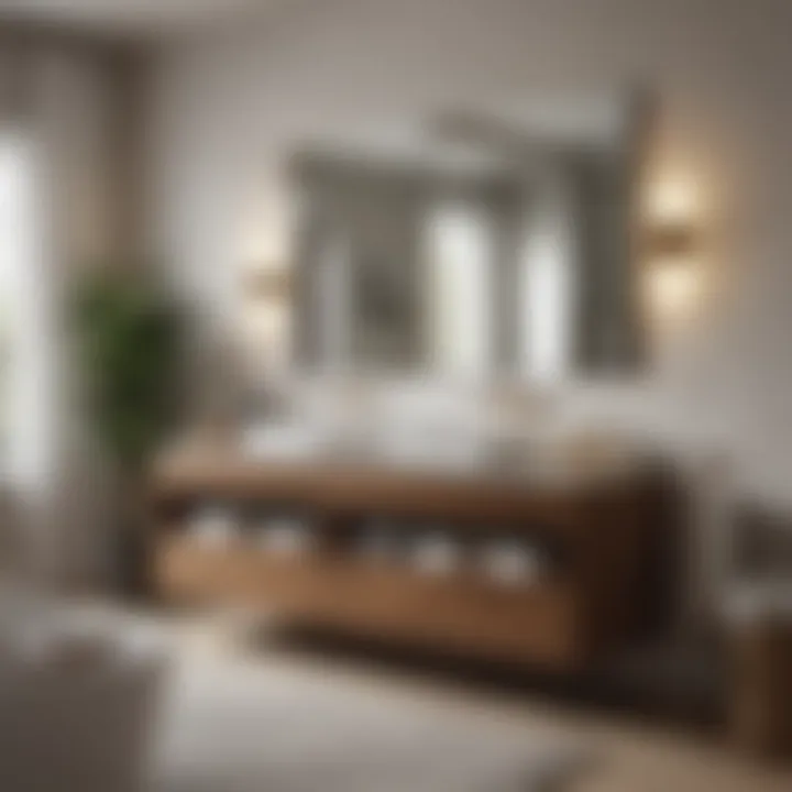 Stylish bathroom setup highlighting storage solutions in a vanity.