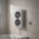 Stylish bathroom vent fan heater combo installed in a modern bathroom