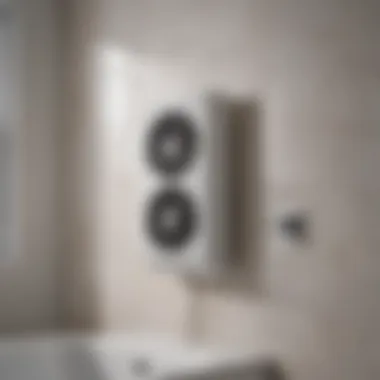 Stylish bathroom vent fan heater combo installed in a modern bathroom