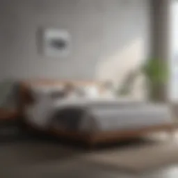 Modern minimalist bed frame in a chic bedroom