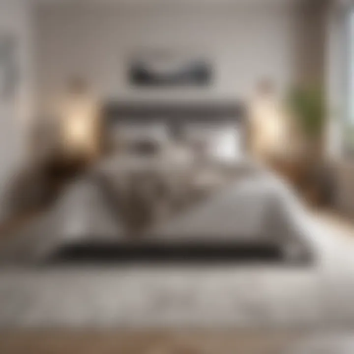 Minimalistic rug contributing to a serene bedroom ambiance