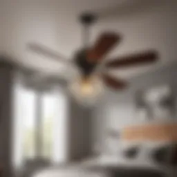 Elegant bedroom ceiling fan with integrated light fixture