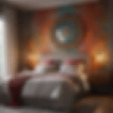 Cozy Bedroom with Colorful Decorative Wall Panels Fusion of color and texture with decorative wall panels in a cozy setting