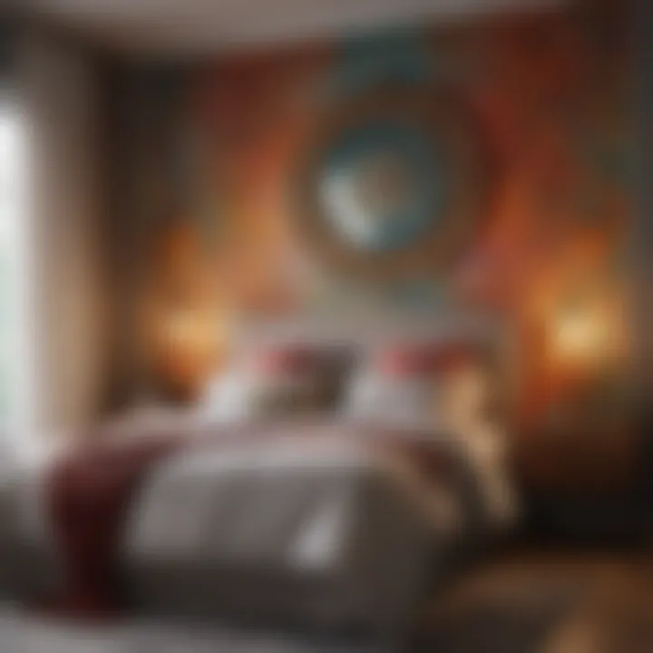 Cozy Bedroom with Colorful Decorative Wall Panels Fusion of color and texture with decorative wall panels in a cozy setting