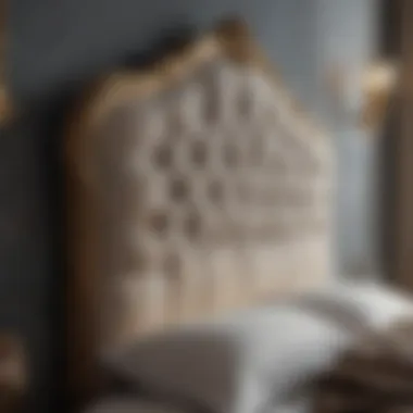 Upholstered Headboard Luxurious upholstered headboard with intricate details