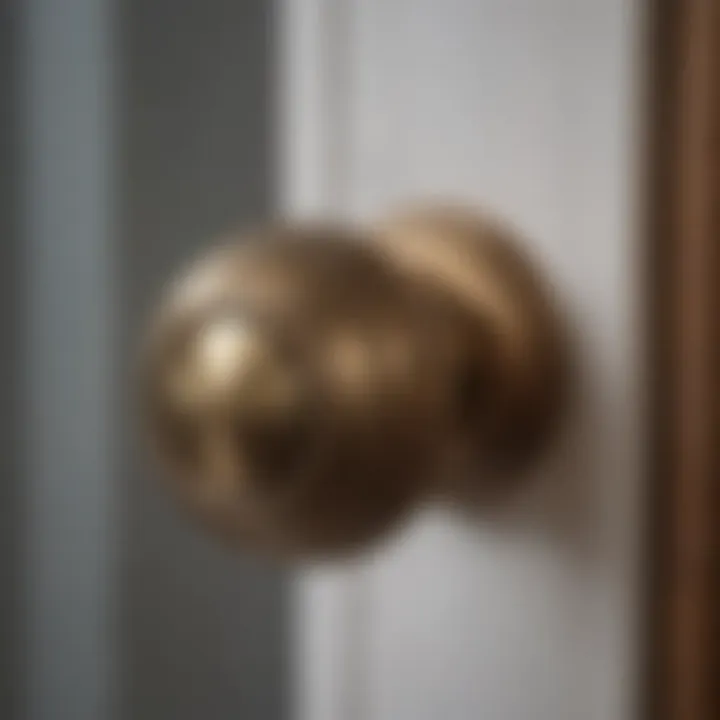 Close-up of various materials used in bedroom lever door knobs