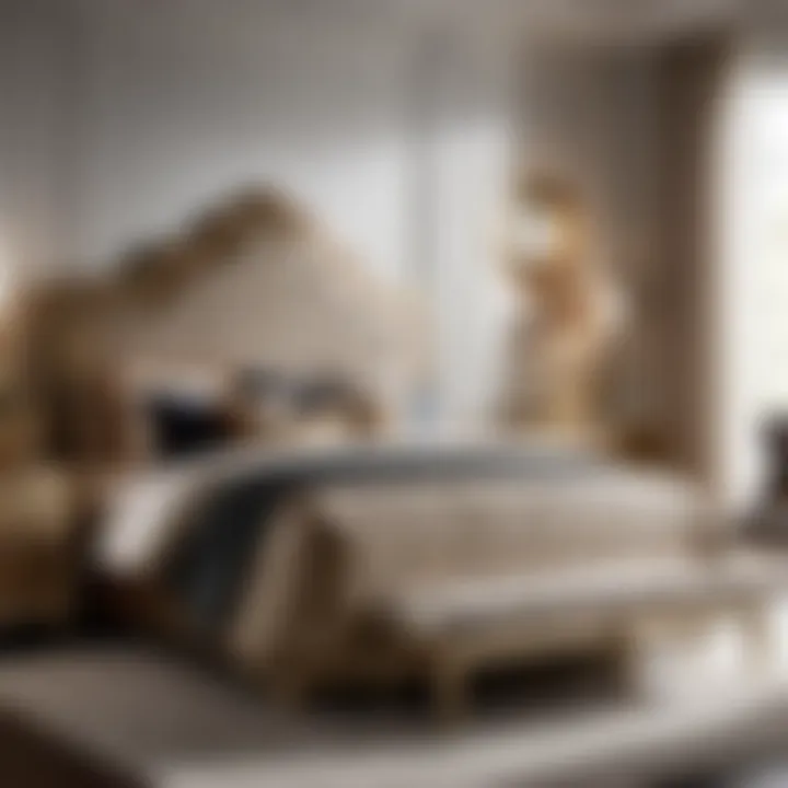 Glamorous bedroom set featuring metallic accents