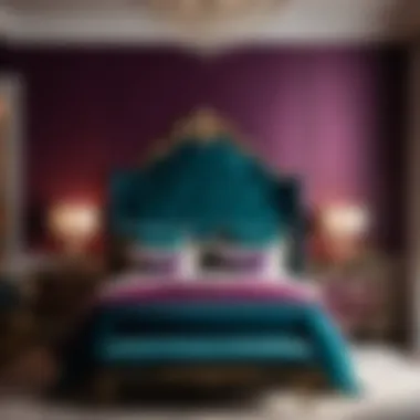 Luxurious bedroom set with rich jewel tones