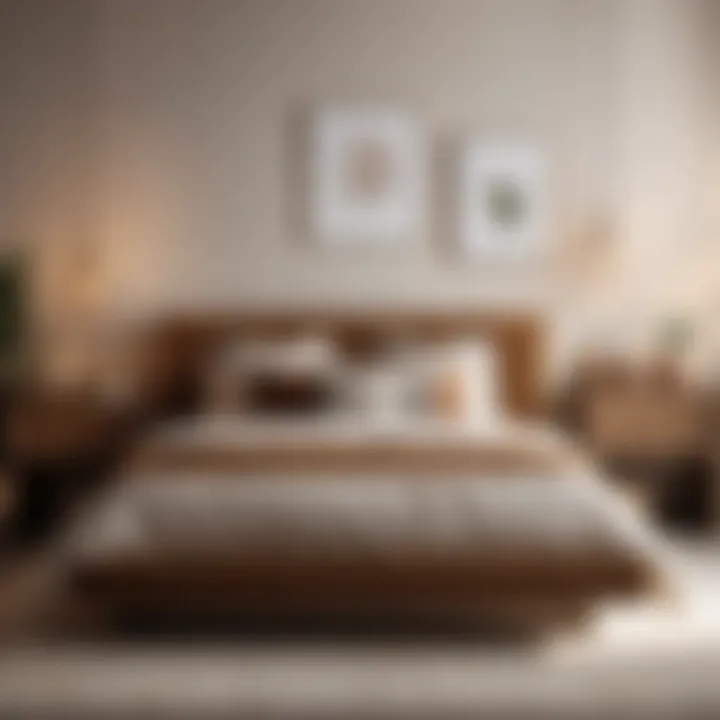 Minimalist bedroom set showcasing earthy neutrals