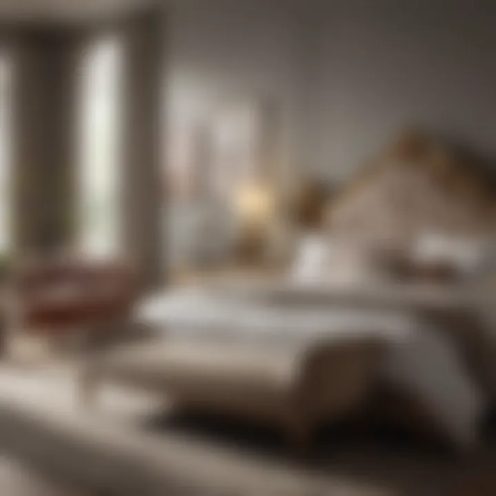 Luxurious bedroom set with plush fabrics and sophisticated aesthetics