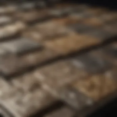 Various material samples for king size bedroom furniture