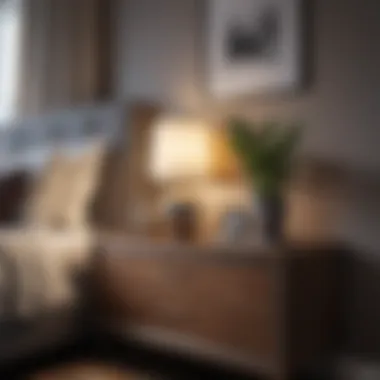 Modern bedroom set featuring a stylish nightstand and dresser