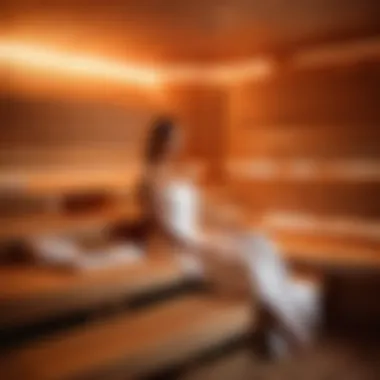 Tranquil Spa Retreat Woman relaxing in a steam sauna bath with soft ambient lighting