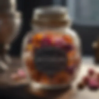 Crystal clear glass jar filled with potpourri