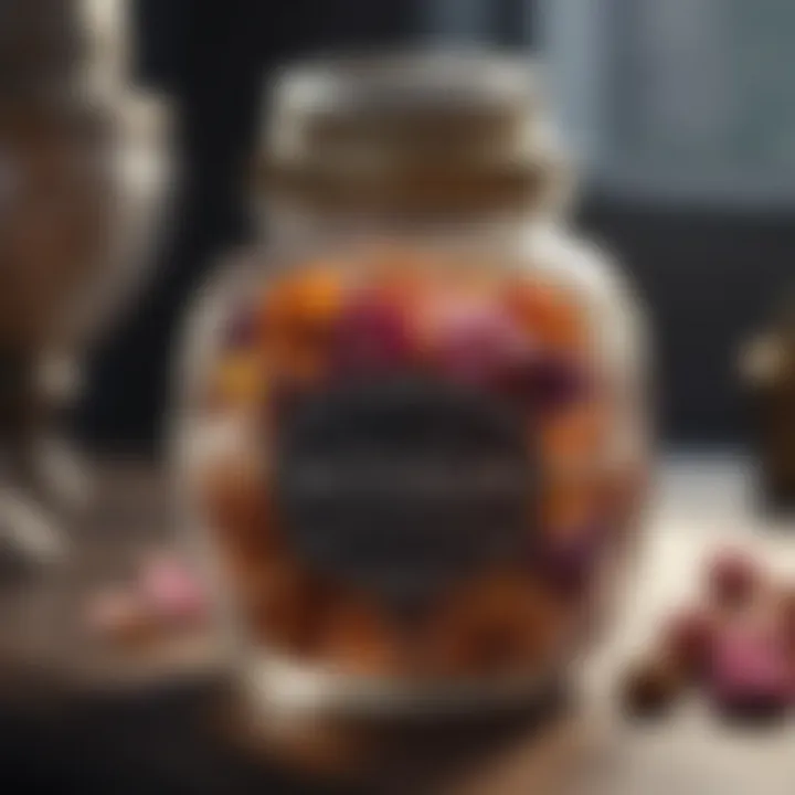 Crystal clear glass jar filled with potpourri