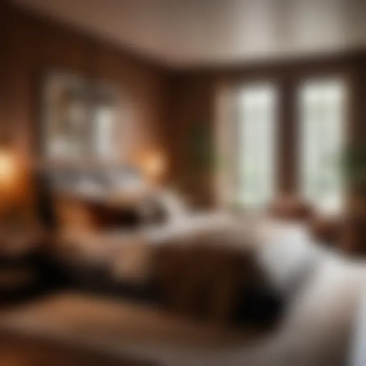 Intimate bedroom setting with warm earthy tones