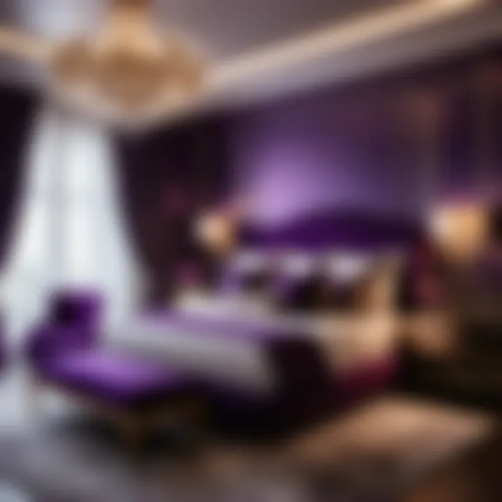 Luxurious bedroom ambiance with rich purple accents