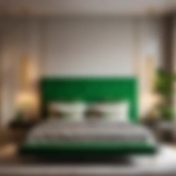 Modern bedroom design featuring vibrant green elements