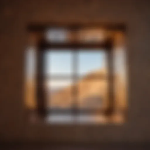 Block window with intricate geometric design