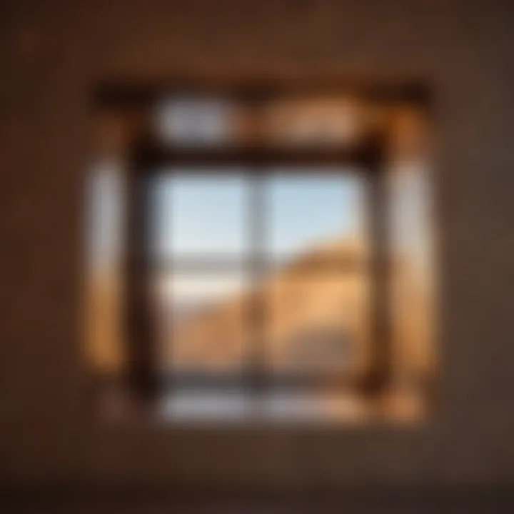 Block window with intricate geometric design