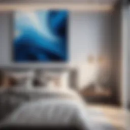 Abstract Blue Artwork in Bedroom Decor