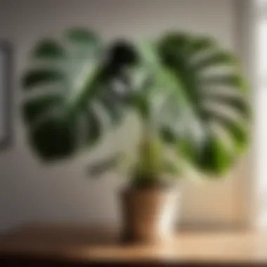 Dramatic monstera deliciosa with large unique leaves