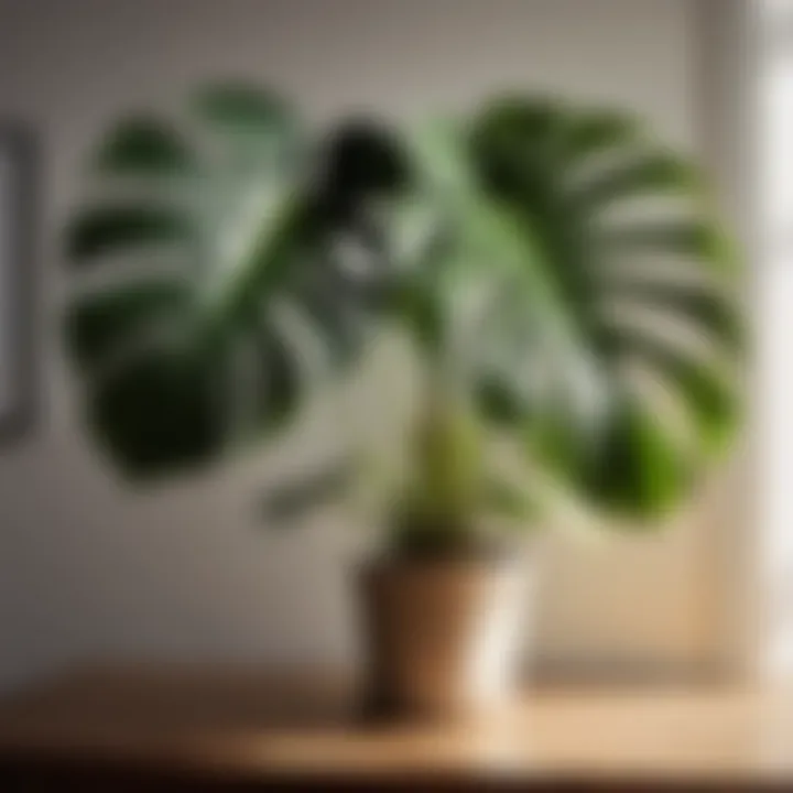 Dramatic monstera deliciosa with large unique leaves