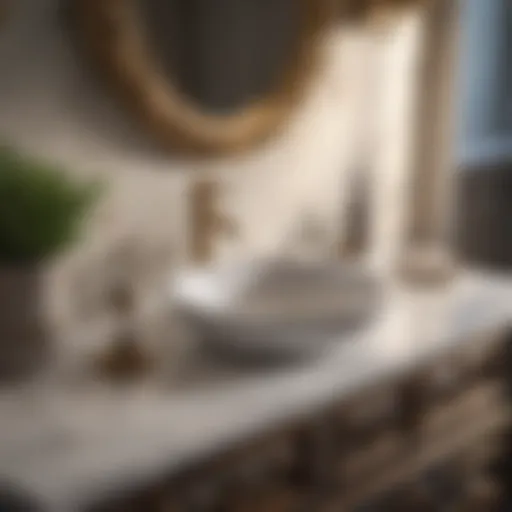 Luxurious Vanity with Intricate Marble Detailing Elegant Vanity with Marble Countertop