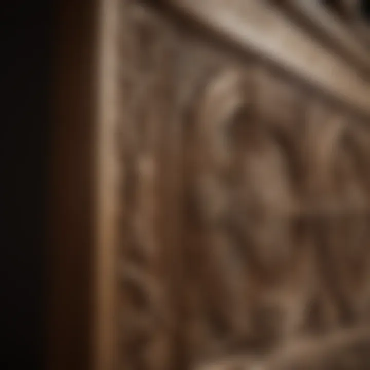 Close-up of birchwood craftsmanship highlighting intricate details.