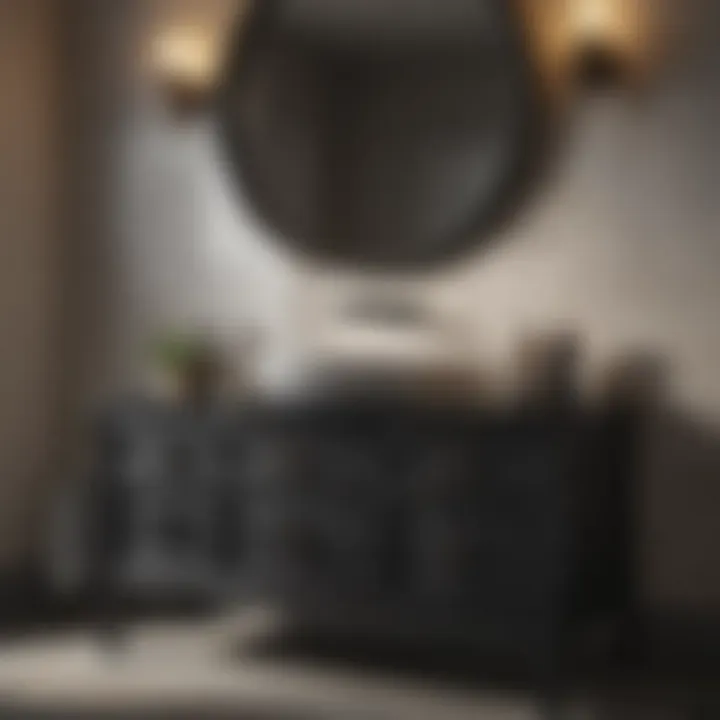 Modern black vanity showcasing a beautifully crafted top