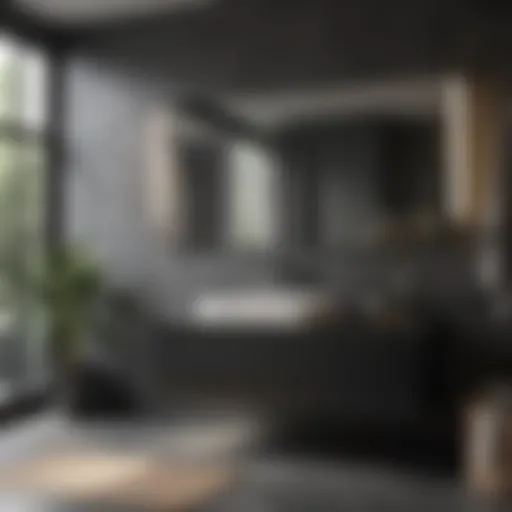 Sleek Black Bathroom Vanity with Integrated Sink Sleek black bathroom vanity with integrated sink