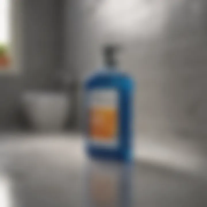 Blueland bathroom cleaner in use on a tiled surface highlighting its effectiveness