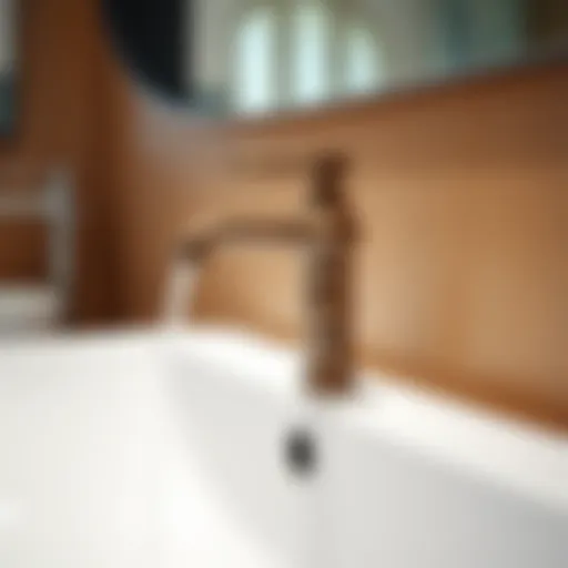 Sophisticated Design of Bronze Bathroom Faucet Elegant bronze faucet with sprayer in a modern bathroom