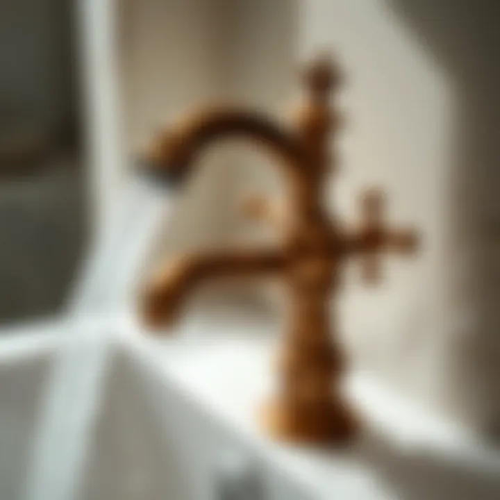 Innovative Sprayer Feature of Bronze Faucet Close-up of the sprayer functionality in a bronze faucet