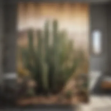 Cactus-Inspired Shower Curtain An elegant cactus-inspired shower curtain that complements a stylish bathroom design.
