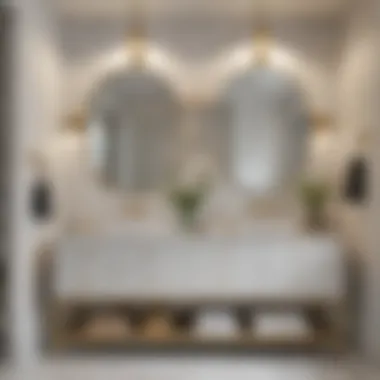 Elegant Bathroom with Calacatta Vanity Elegant bathroom design featuring a Calacatta vanity paired with modern fixtures.