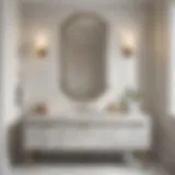 Luxurious Calacatta Marble Vanity Luxurious Calacatta marble bathroom vanity showcasing intricate veining and a polished surface.