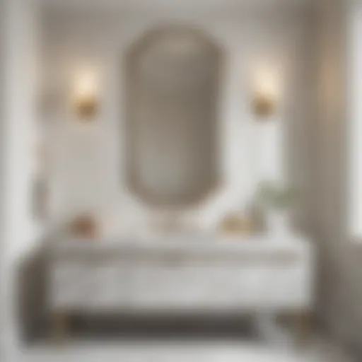 Luxurious Calacatta Marble Vanity Luxurious Calacatta marble bathroom vanity showcasing intricate veining and a polished surface.