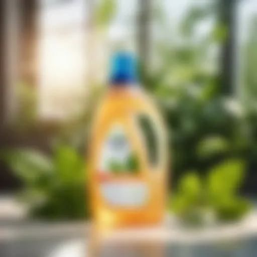 Sustainable Detergent Bottle Amidst Nature Eco-friendly detergent bottle with plant leaves